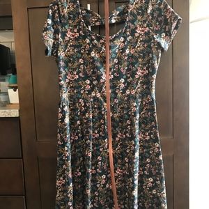 Forever 21 green floral dress with belt 0X